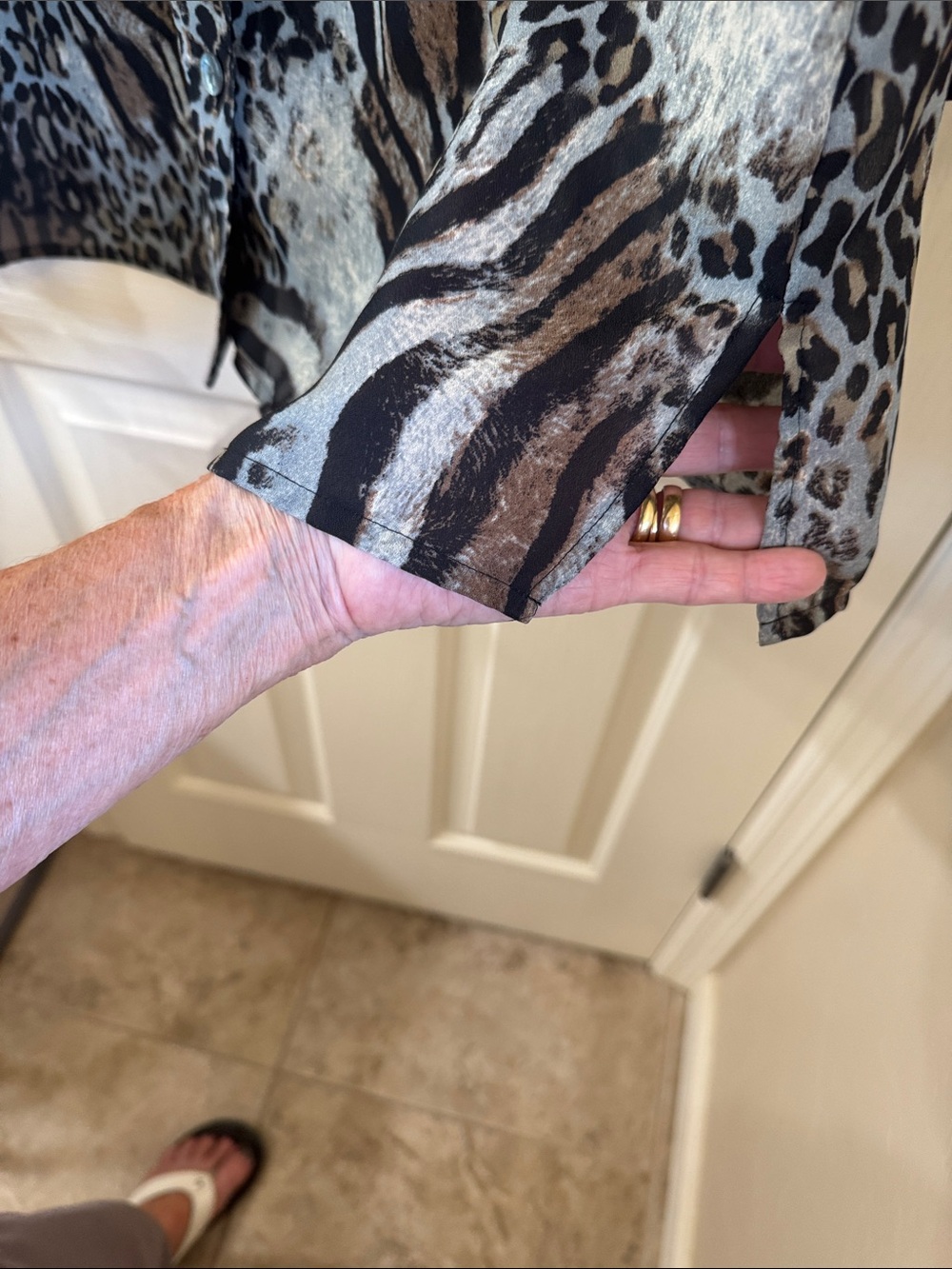 Women's Animal Print Button-Down Blouse in Brown/Black - Picture 5 of 6